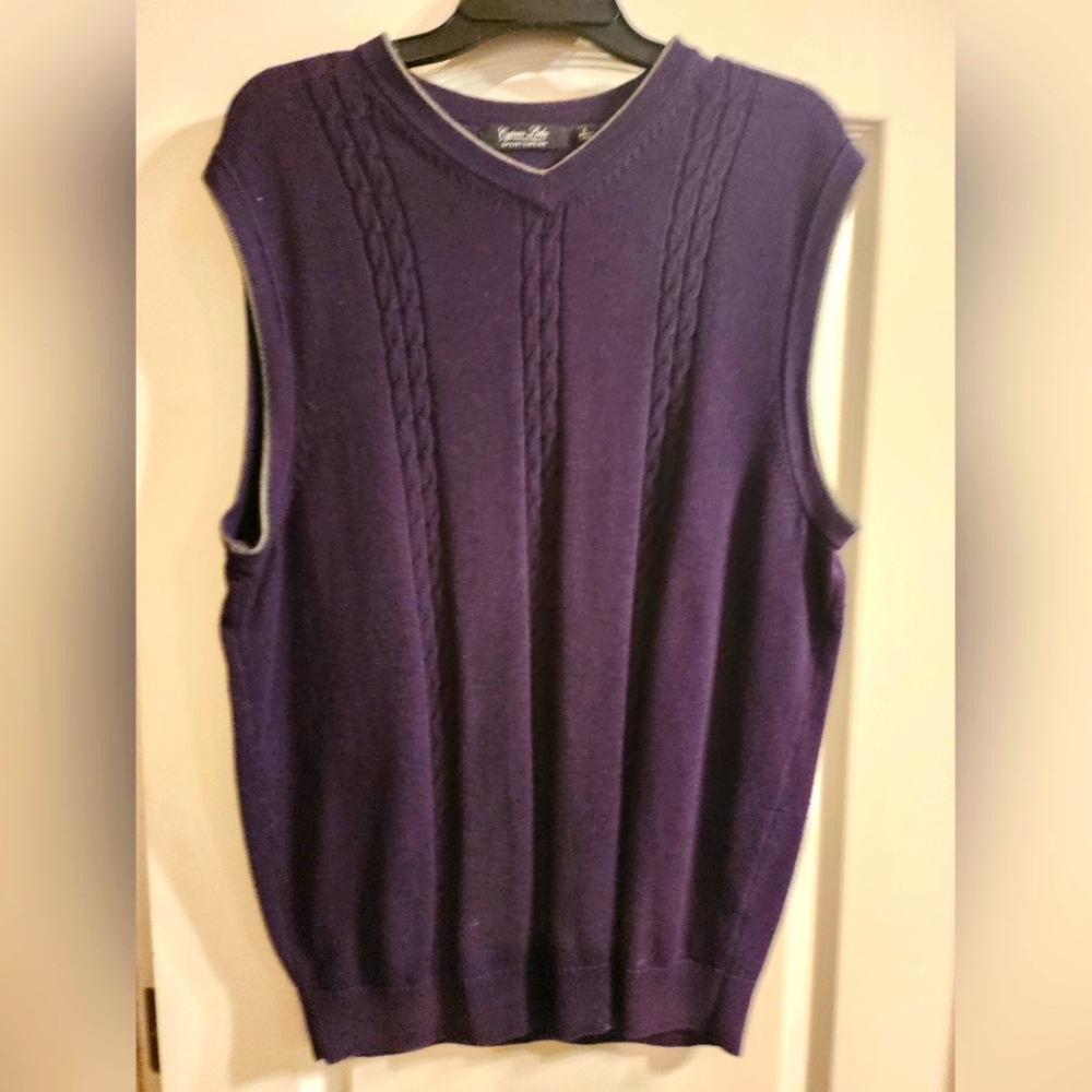 Cypress Links Mens Purple Golf Cable Knit Sweater Vest